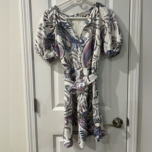 Loft 2P Paisley Dress With Belt Vneck